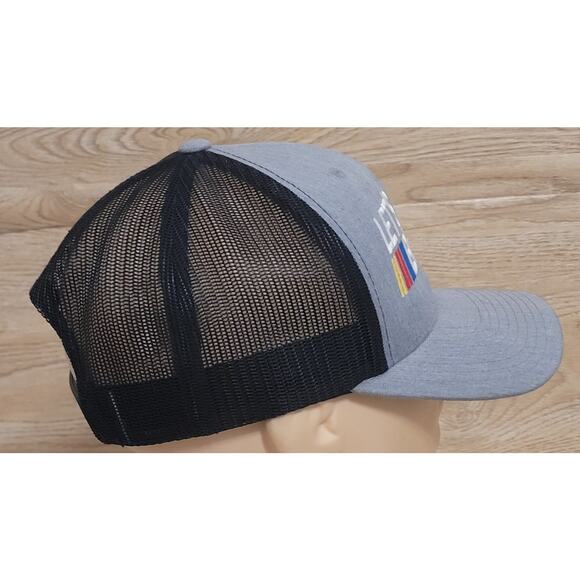 "LETS GO BRANDON" NASCAR Gray Mesh Snap-Back Trucker Hat Cap Pre-owned Political - Picture 2 of 5